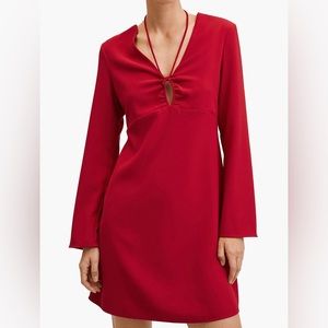 MANGO | MNG | Flowy Red Knotted Lovable Dress | SIZE S |